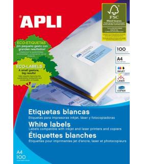 Apli Etiquetas Permanentes Blancas 210 x 297 mm - 100 Hojas