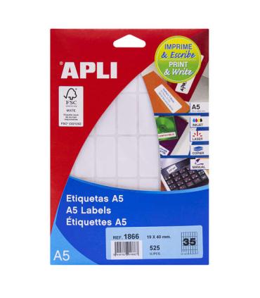 Apli Etiquetas A5 Blancas 19.0 x 40.0mm 15 Hojas