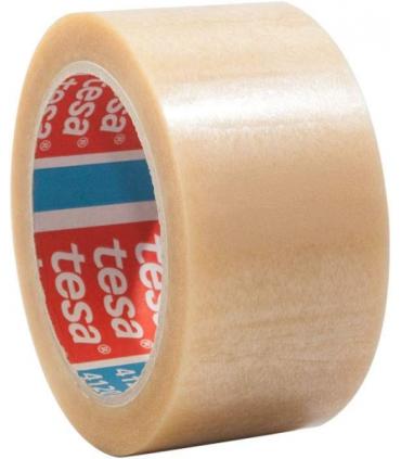Tesa 4120 Precinto de Embalar Standard 50mm x 66 Metros - Fabricado en PVC - Adhesivo de Caucho Natural - Transparente Pack..