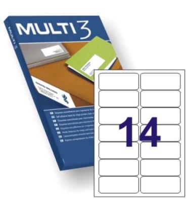 Multi3 Pack de 1400 Etiquetas Blancas Cantos Redondeados Tamaño 99,1x38,1mm - Adhesivo Permanente - Aptas para Impresion Ink-jet