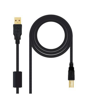 Nanocable Cable de Impresora con Ferrita USB-B 2.0 Macho a USB-A Macho 5m
