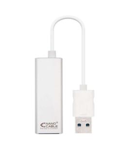 Nanocable Conversor USB 3.0 a Ethernet Gigabit 10/100/1000 Mbps - 15cm - Color Aluminio