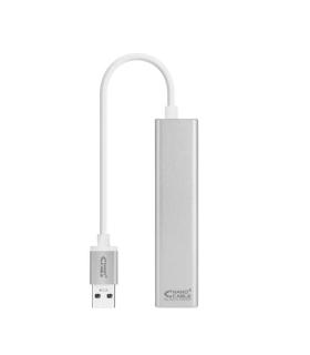 Nanocable Conversor USB 3.0 a Ethernet Gigabit + 3xUSB 3.0 - Aluminio - 15 cm - Color Plata