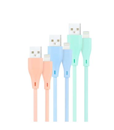 Nanocable Pack de 3 Cables USB-A Macho a Lightning Macho - Longitud 1m - Colores Pastel Rosa, Verde y Azul