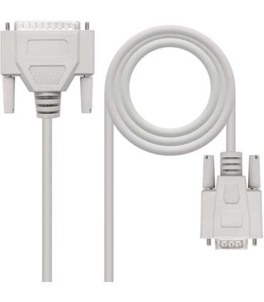 Nanocable Cable Serie Modem DB9 Hembra a DB25 Macho 1.80m - Color Beige
