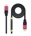 Nanocable Cable HDMI v2.0 Macho con Repetidor a HDMI v2.0 Macho 25m - 4K@60Hz 18Gbps - Alta Velocidad - Color Negro/Rosa