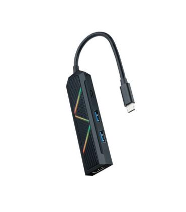 Nanocable 4 en 1 Hub USB-C 3.0 con 2x USB-A 3.0, 1x USB-C PD, 1x HDMI - Carcasa de Aluminio - Cable de 0.15m