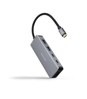Nanocable HUB USB-C 6 en 1 - Conversor USB-C 3.2 GEN1 5G a 2 x USB-A + 2 x USB-C + HDMI + USB-C PD 100W - Aluminio - 15 cm - Col