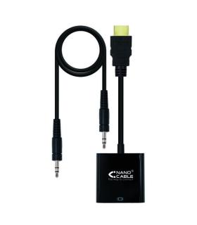 Nanocable Conversor HDMI a SVGA+audio - HDMI A/M-SVGA/H+Jack 3.5/H - 10cm+1.0m - Color Negro