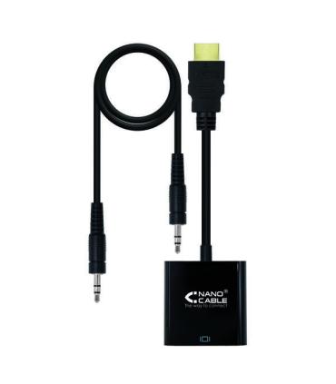 Nanocable Conversor HDMI a SVGA+audio - HDMI A/M-SVGA/H+Jack 3.5/H - 10cm+1.0m - Color Negro