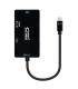 Nanocable Conversor USB-C a SVGA / DVI / HDMI - 3 en 1. USB-C/M-VGA/H-DVI/H-HDMI/H 4K - 10 cm - Color Negro