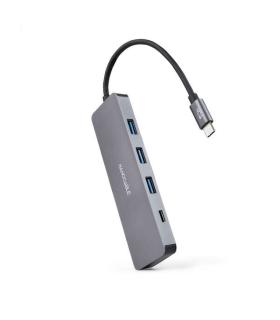 Nanocable Hub USB-C/M A 3xUSB3.0/H + 1xUSB-C/H - 10cm - Color Aluminio