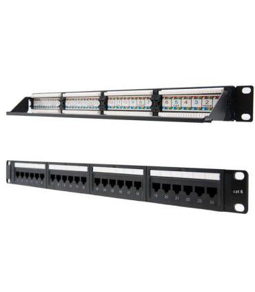 Nanocable Patch Panel 24 Puertos RJ45 Cat.6 UTP 19" 1U dual IDC - Color Negro