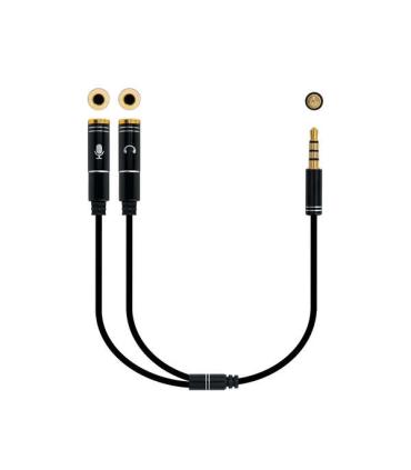 Nanocable Cable Adaptador Audio Jack 3.5mm Macho 4 Pines a 2x Jack 3.5mm Hembra 3 Pines 0.30m - Color Negro