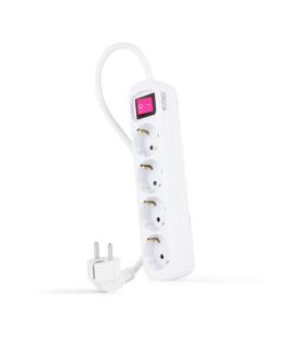 Nanocable Regleta de Proteccion con 4 Shuckos - Cable de 1.40m - Interruptor On/Off - Color Blanco