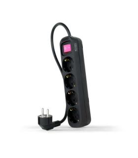 Nanocable Regleta de Proteccion con 4 Shuckos - Cable de 1.40m - Interruptor On/Off - Color Negro