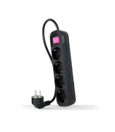 Nanocable Regleta de Proteccion con 4 Shuckos - Cable de 1.40m - Interruptor On/Off - Color Negro