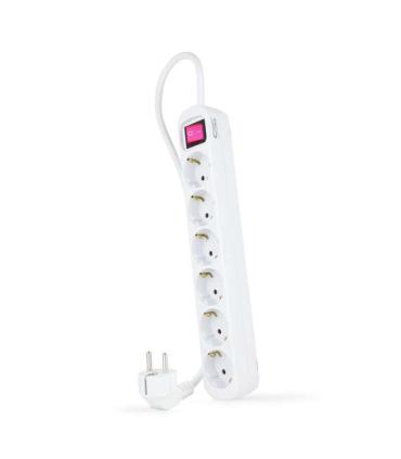Nanocable Regleta de Proteccion con 6 Shuckos - Cable de 1.40m - Interruptor On/Off - Color Blanco