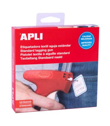 Apli Etiquetadora Textil Estandar - Incluye Tapon de Proteccion y Correa de Muñeca - Compatible con Agujas y Navetes Apli