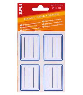 Apli Etiquetas Adhesivas Escolares Basicas - Tamaño 50x38mm - Ribete Azul - Adhesivo Permanente - Ideal para Marcar e Identifica