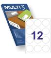 Multi3 Pack de 1200 Etiquetas Redondas 60mm de Diametro - 100 Hojas x 12 Etiquetas - Aptas para Imprimir Laser y Tinta - Color B