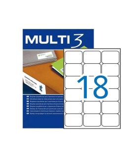 Multi3 Pack de 1800 Etiquetas Blancas Tamaño 63,5x46,6mm - Cantos Romos - Aptas para Imprimir