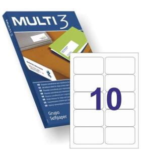 Multi3 Pack de 1.000 Etiquetas Permanentes 99.1x57mm - Cantos Romos - 100 Hojas x 10 Etiquetas - Color Blanco