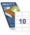 Multi3 Pack de 1.000 Etiquetas Permanentes 99.1x57mm - Cantos Romos - 100 Hojas x 10 Etiquetas - Color Blanco