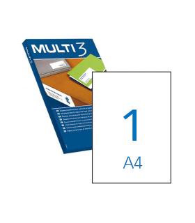 Multi3 Pack de 500 Etiquetas Blancas Cantos Rectos Tamaño 210.0X297.0mm con Adhesivo Permanente para Multiples Usos