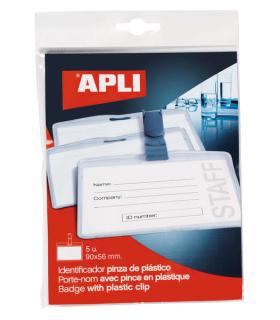 Apli Identificador con Pinza de Plastico para Tarjetas de Visita - Tamaño 90 x 56mm - Ideal para Ferias y Convenciones - Uso en.