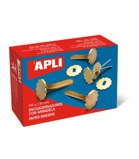 Apli Encuadernadores Metalicos con Arandela - 30mm - Incluyen Arandela para Embellecer y Evitar Rozaduras - Caja de 100 Unidades