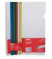 Apli Encuadernadores Deslizantes en Colores Surtidos 10x297mm con Funda Transparente - Ranura para Facil Insercion de Hojas - Pa
