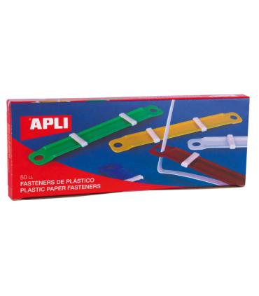 Apli Fasteners de Plastico con Lengüeta - Tamaño 90x12mm - Cierre Compresor - Colores Surtidos - Ideal para Organizar Papel