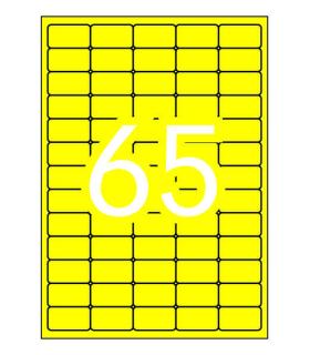 Apli Pack de 1.300 Etiquetas Amarillo Fluorescente 38.1x21.2mm - 20 Hojas x 65 Etiquetas - Adhesivo Permanente - Cantos Rectos