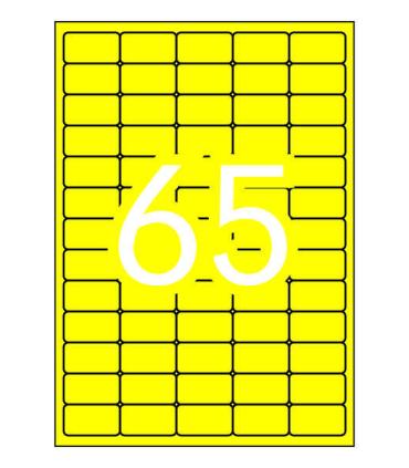 Apli Pack de 1.300 Etiquetas Amarillo Fluorescente 38.1x21.2mm - 20 Hojas x 65 Etiquetas - Adhesivo Permanente - Cantos Rectos