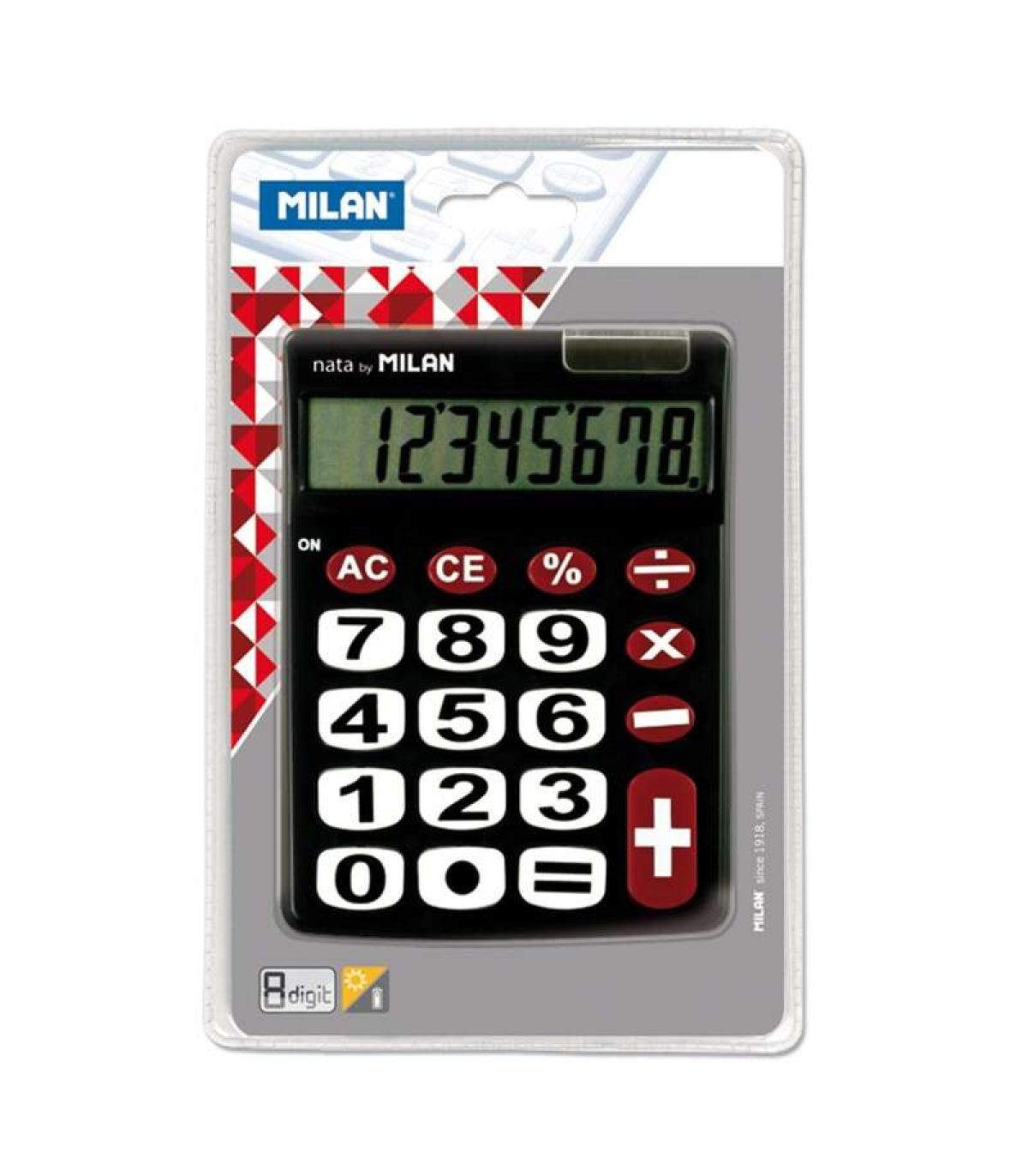 Milan Calculadora de Sobremesa - 10 Digitos - Teclas Grandes - Tecla Rectificacion Entrada de Datos - Color Negro