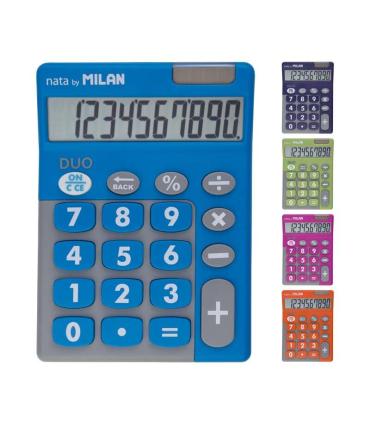 Milan Duo Expositor de 6 Calculadoras de Sobremesa - 10 Digitos - Teclas Grandes - Colores Surtidos