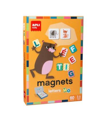 Apli Juego Magnetico Letras - 1 Escenario Imantado 28 x 18 cm - 48 Fichas de Letras, 12 Fichas de Animales
