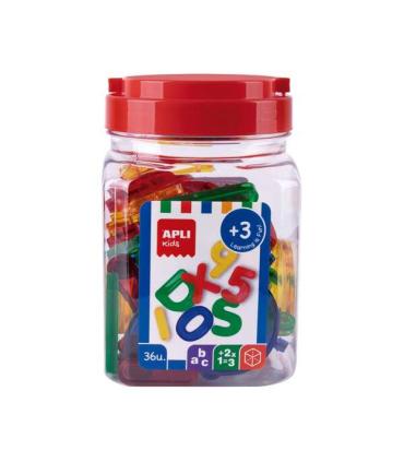 Apli Pack de 36 Letras y Numeros Transparentes - Tamaño 50 mm - Colores Surtidos