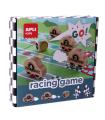 Apli Racing Game Juego de Mesa - Tablero Despegable - 4 Piezas de Madera con Forma de Coche - Dado de Colores - Enseña a Respeta