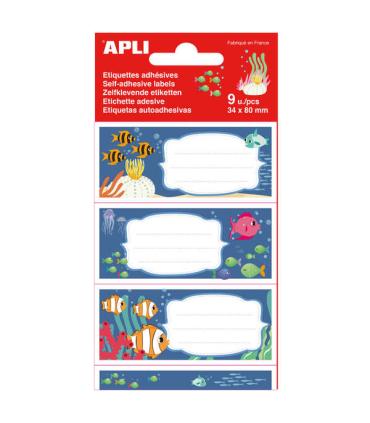 Apli Etiquetas Adhesivas Escolares Fondos Marinos - Tamaño 81x36mm - Adhesivo Permanente de Alta Calidad - Ideal para Identifica
