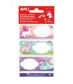 Apli Etiquetas Adhesivas Escolares Unicornios - Tamaño 81x36mm - 9 Etiquetas (3 por Diseño) - Adhesivo Permanente de Alta Calida