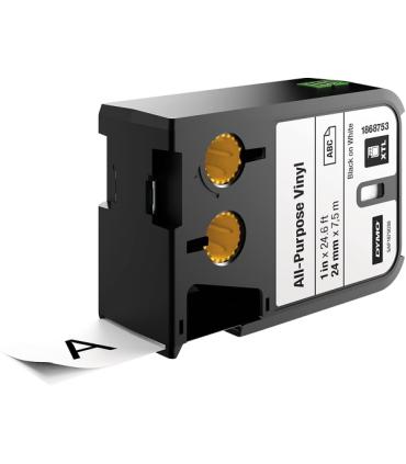 Dymo XTL Cinta Vinilo Original para Rotuladora - Texto Negro sobre Fondo Blanco - Ancho 24mm x 7.5m - 1868753