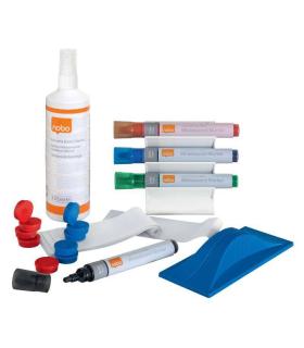 Nobo Kit de Usuario para Pizarra Blanca - Incluye Rotuladores, Borrador, Espray y Paño de Limpieza - Accesorios para Pizarras Bl