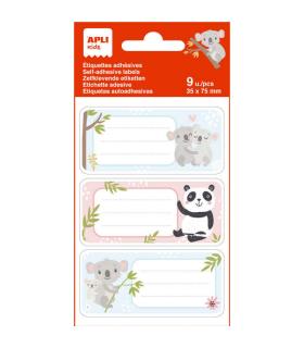 Apli Etiquetas Adhesivas Escolares Koala - Tamaño 81x36mm - 9 Etiquetas por Bolsa - Adhesivo Permanente de Alta Calidad - Color.