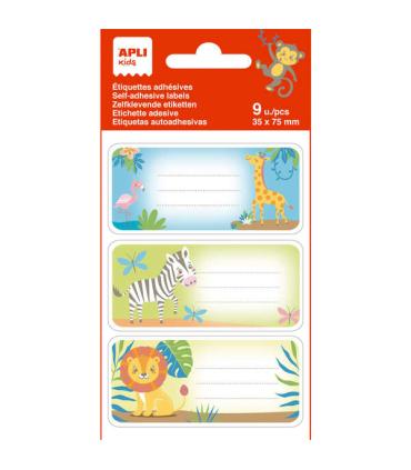 Apli Etiquetas Adhesivas Escolares Savana - Tamaño 81x36mm - Adhesivo Permanente de Alta Calidad - 3 Hojas con 9 Etiquetas (3..