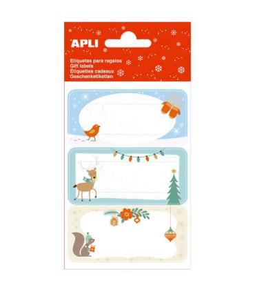Apli Etiquetas Adhesivas Navideñas Ardilla - 3 Hojas de 9 Etiquetas Rectangulares con Cantos Redondeados - 3 Diseños Distintos..