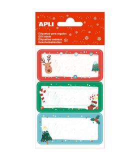 Apli Etiquetas Adhesivas Navideñas Muerdago - 9 Etiquetas Rectangulares con Cantos Redondeados - 3 Diseños Distintos - Adhesivo.