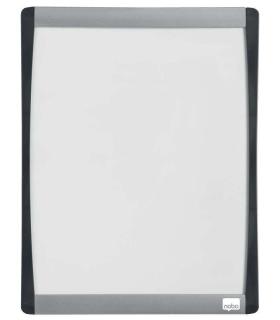 Nobo Mini Pizarra Magnetica con Marco Arqueado 215x280 - Elegante Diseño Plateado y Negro - Almohadillas Adhesivas e Imanes Incl