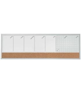 Nobo Planificador Semanal de Pizarra Magnetica Pequeña 585x190mm - Tira de Corcho - Almohadillas Adhesivas e Imanes - Gris